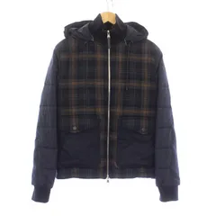 ルイヴィトン LOUIS VUITTON 中綿ジャケット アウター フーディ チェック 素材切替 ジップアップ 46 S 紺 ネイビー HDB10WASG /KHのサムネイル