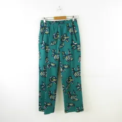ハク スーパーハッカ H.A.K ニットジャガードトラックパンツ 花柄 ロング 緑 2 *A16