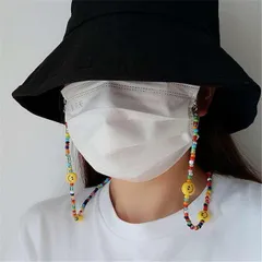 メガネチェーン ストラップ マスクストラップ マスク ニコちゃん 眼鏡 ビーズ