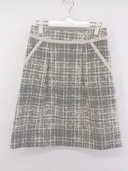 ◇ Reflect リフレクト 総柄 膝丈 タイト スカート サイズ9 グレー ホワイト系 レディース P  【中古】 【1209300009907】