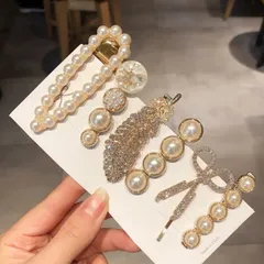 【在庫処分】入学式 ヘアクリップ 前髪 髪飾り ヘアアクセサリー 卒業式 ヘアアクセサリー キラキラピン パール ヘアピン ぱっちん 結婚式 髪留め おしゃれ ヘアピン【6個セット】ヘアクリップ RICISUNG
