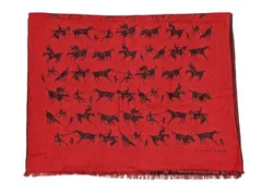 エルメス マフラー 馬柄 ストール フリンジ カシミヤ 70％ シルク30％  リバーシブル 乗馬 ブラック 黒 赤 レッド 男女兼用 メンズ レディース HERMES