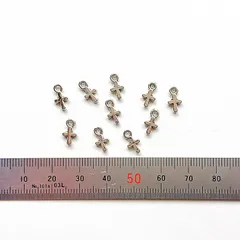 極小 クロス 十字架 チャーム シルバー オルゴナイト ハンドメイド パーツ