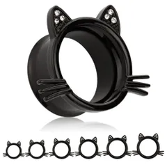 ボディピアス フレアピアス 猫 ブラック 0.8mm ワンサイズ シングル 新品