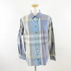 バーバリー ロンドン BURBERRY LONDON チェックシャツ 長袖 青 グレー 44 *A745