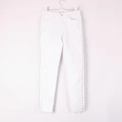 ザラ ホワイトデニム ジーンズ スタッズ スリム カジュアル ストレッチ ボトムス レディース EUR34サイズ ホワイト ZARA 【中古】