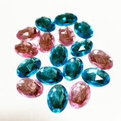 デコパーツ　オーバル　ラインストーン　ピンク　ブルー　セット