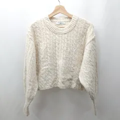 ◇ ⊇ Discoat ディスコート ケーブル編み 長袖 ショートセーター サイズF ベージュ系 レディース E  【1506300028403】