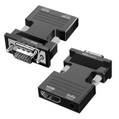 HDMI to VGA (D-Sub 15-pin) & 3.5mm Jack Audio Converter Cable/Adapter with Audio Output, Female to Male, 5cm, Includes 3.5mm Extension Cable for Audio Output, 1080P Compatible, Converts Digital to Analog Signal, Black