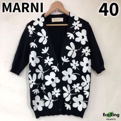 MARNI マルニ フラワープリント カーディガン サマーエディション2014 サイズ40 M相当 ゆったりめサイズ コットン ネイビー 【送料無料】 MSID404