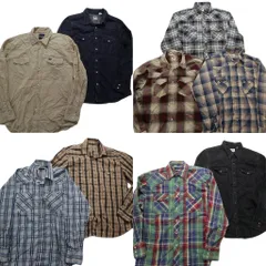 古着卸 まとめ売り ウエスタン 長袖シャツ 9枚セット (メンズ Ｌ ) リーバイス ディッキーズ ラングラー ダブルフラップ 中古 古着 NB2539
