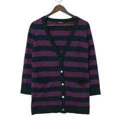 NEWYORKER ニューヨーカー 秋冬 ウール カシミヤ混★ ボーダー ニット カーディガン Sz.F レディース