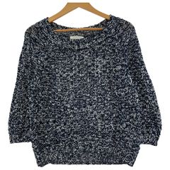 GALERIE VIE ギャルリーヴィー トゥモローランド 七分袖 ミックス糸ニット size1/ネイビー×ホワイト