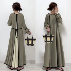 ス レイヤード風 ロングワンピース Aラインワンピース 重ね風 ロング丈 レディース プリーツ シンプル 切り替え 秋冬 新作 長袖 xzzhang251