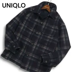 【新品 22AW】 UNIQLO ユニクロ 秋冬★ チェック柄 オーバー シャツ ジャケット Sz.M メンズ 紺 ネイビー 未使用