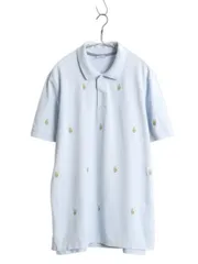 【お得なクーポン配布中!】 ブルックスブラザーズ 鹿の子 半袖 ポロシャツ メンズ XL / 総柄 半袖シャツ カットソー 大きいサイズ モノグラム 細身 カジュアル ブルー