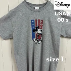 【古着】Disney(ディズニー)半袖Tシャツ L グレー USA製 00's ヴィンテージ  ミッキーマウス アメリカ古着
