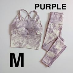 ●Mサイズ●新品 パープル ヨガウエア セットアップ ホットヨガ トレーニングウェア