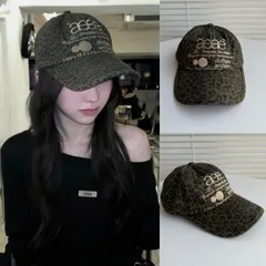 韓国 AEAE エーイーエーイー WEB LOGO LEOPARD CAP 刺繍入り ベースボールキャップ 大人気 男女兼用 豹柄×カモフラ