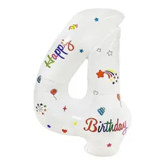 【人気商品】男女兼用 飾り付け記念日パーティー装飾白4 カーニバル 誕生日 大きい 0123456789 数字バルーン4白 ヘリウム風船 しじヘリウム バルーンアルミ4 32インチ Vthoviwa