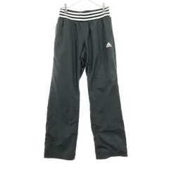 美品 adidas アディダス ワンポイント ウィンドブレーカー ロングジャージパンツ L ブラック パフォーマンスロゴ メンズ 古着