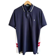 POLO RALPH LAUREN ポロ ラルフローレン ポロシャツ 半袖 ワンポイントロゴ 刺繍 紺×白×赤 XLサイズ No.G406