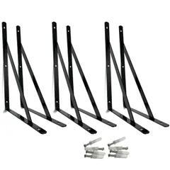 新品 モデルノ　ラ　テール L字 金具 壁面収納 DIY 棚受け 棚受け金具 L型金具 ブラケット 6個 300mm × 190mm 59-351-LF 黒