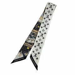 ルイヴィトン LOUIS VUITTON M76442 バンドー BB･レッツ ゴー スカーフ モノグラム 総柄 シルク 白 ホワイト 黒 ブラック ☆AA★ 0715