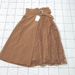 ◇ ⊂　美品 INGNI イング 大人系 膝丈 プリーツ レースプリーツ切替 ミディスカート サイズM ブラウン系 レディース E  【1508250007491】