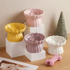 ペット 食器 セラミック フードボウル 重い 早食い防止 お皿 エサ入れ 餌入れ エサ皿 小型犬 猫 脚付フードボウル 食器 首や腰の負担を軽減