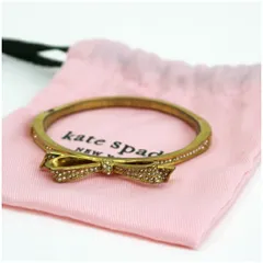ケイトスペード バングル ブレスレット ゴールド リボン ラインストーン