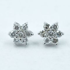K14WG ダイヤモンドピアス 花柄7石