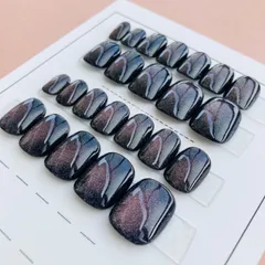 #20  12サイズ24枚 ブラックピンクマグネットネイルチップ 形状3種 付属品あり 現品 フルサイズ