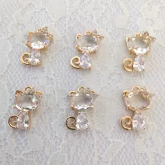 ジルコニア 猫チャーム 6個