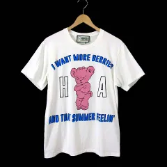 グッチ GUCCI 2022SS ハリースタイルズ HAHAHA Tシャツ カットソー アングリーベア コットン クルーネック 半袖 XS オフ白 青 ピンク 548334 XJEY1 国内正規品 ■TY