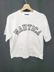 ◇ ⊂ NAUTICA ノーティカ アーチロゴ 半袖 Tシャツ カットソー サイズM ホワイト系 レディース E  【1507100015327】