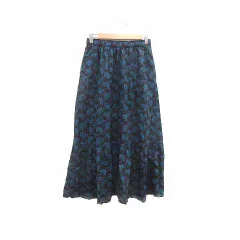 アナスイ ANNA SUI ユニクロ UNIQLO フレアスカート ロング 総柄 M 黒 ブラック /YKのサムネイル