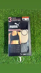 プーマ スポーツブラ 3枚組　調節可能なストラップ付　取り外し可能なブラカップ　シームレスなストレッチ生地　蒸れにくく通気性がよい