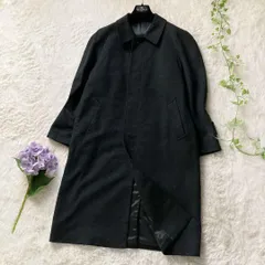 【美品】高級カシミヤ100% 比翼 ステンカラーコート チャコールグレー A6