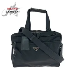 美品 PRADA プラダ テスート 三角ロゴプレート ブラック 黒 シルバー金具 ナイロン V453S ビジネスバッグ ショルダーバッグ 2way 502509【中古】