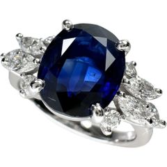 ★★最終特価品 12.5号 カンボジア産サファイア 3.233ct ダイヤモンド 0.52ct リング・指輪 Pt900プラチナ 6.3g レディース 【中古】【真子質店】【ON】