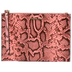 マイケルコース バッグ MICHAEL KORS パイソンエンボスドレザー スネーク ジェット セット トラベル リストレット ジップ ポーチ クラッチバッグ ピーチマルチ 35S0GTVW4G