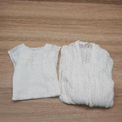 ◇ l'armoire de luxe 袖なし 無地 透け感あり ロング丈 カーディガン タンクトップ サイズ38 ホワイト レディース E  【1310050014483】