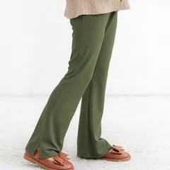 Bee【クーポン利用で20％OFF♪】リブ地フレアパンツ◇Nカーキ◇韓国子供服 韓国子ども服 韓国こども服 キッズ 女の子 ガールズ 100 110 120 130 140 150