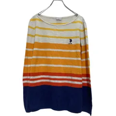 U.S.POLO ASSN. 長袖 ボーダー ロゴTシャツ レディース L オレンジ ネイビー ホワイト ロンT ロングTシャツ 古着卸 アメリカ仕入 a611-7676