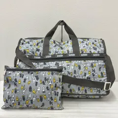 4990 LeSportsac レスポートサック　2way ボストンバッグ　旅行用バッグ　ショルダーバッグ　トラベルバッグ　ハンドバッグ　ポーチ付き　大容量　大きめ　軽量　レディース　カジュアル　シンプル　プードル　イヌ　犬　グレー系
