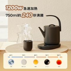 エペイオス(Epeios) 電気ケトル 温度調節 ケトル 電気 0.75L 1200W 1℃単位調整/保温機能/空焚き防止/PSE認証済 電気ポット ドリップ ケトル ポット コンパクト お手入れ簡単