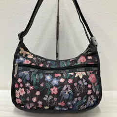 5360　LeSportsac　レスポートサック　ショルダーバッグ　 クラシックホーボー　花柄　総柄　グレー系　ナイロン　 軽量　ステッチショルダー　レディース