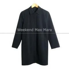 美品 訳あり Weekend Max Mara ウィークエンドマックスマーラ ステンカラーコート ロングコート スプリングコート フルジップ ロング丈 ストレッチ ポリエステル ブラック サイズ36 レディースのサムネイル