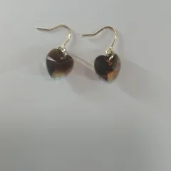 スワロフスキーハート型ブラウンピアス